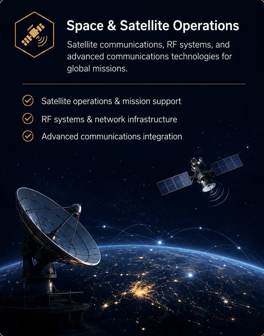 Space & Satellite Operations — Satellite communications, RF systems, and advanced communications technologies for global missions.